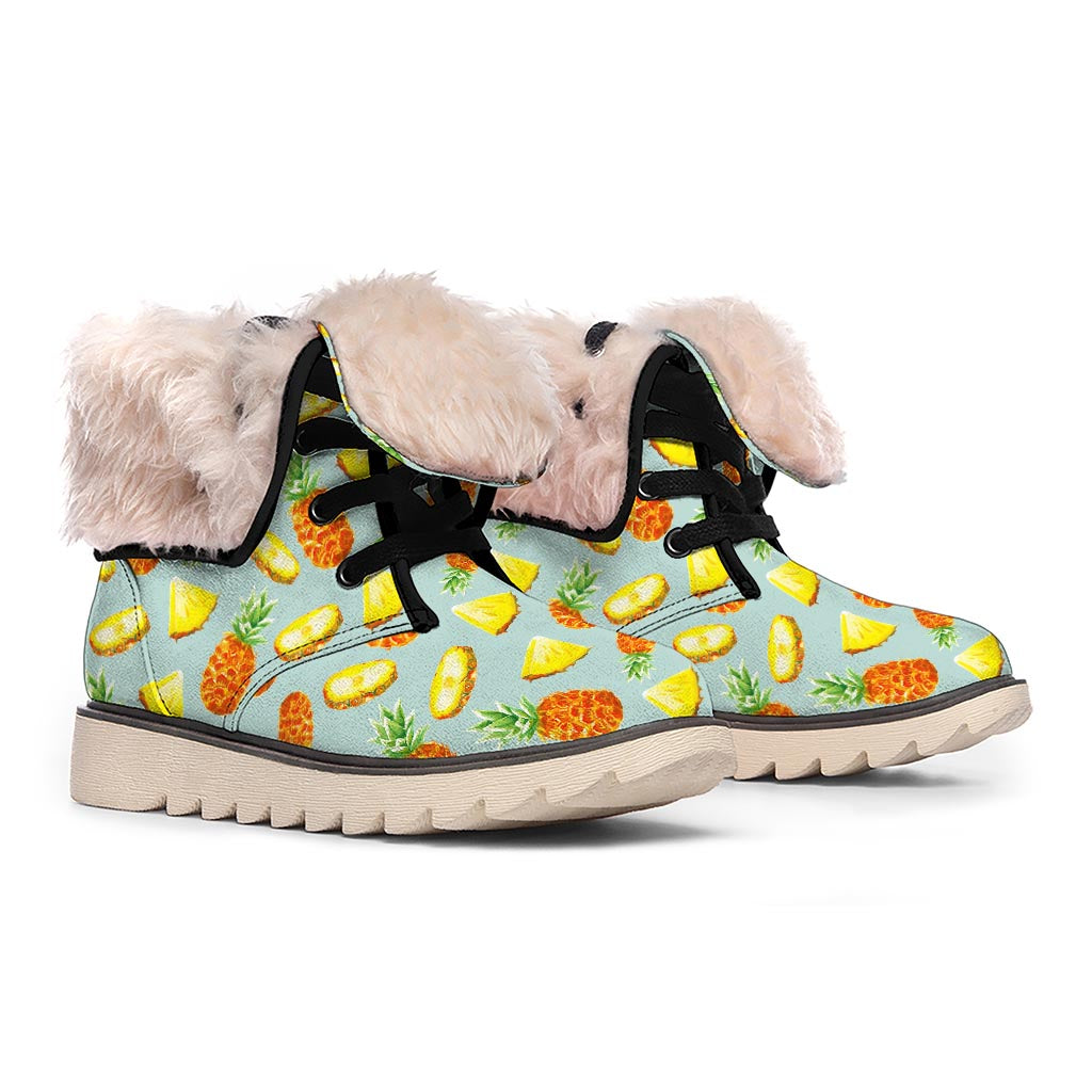 Watercolor Pineapple Pattern Print Winter Boots