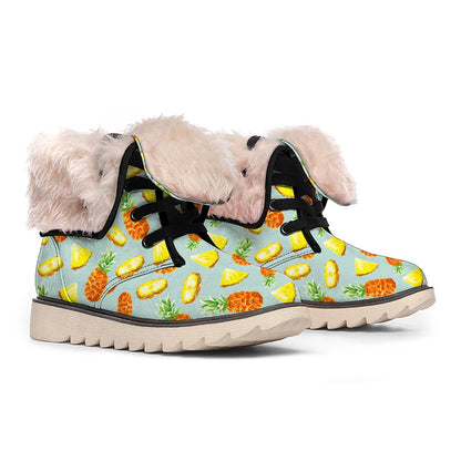 Watercolor Pineapple Pattern Print Winter Boots