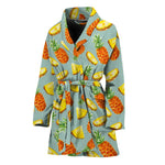 Watercolor Pineapple Pattern Print Women's Bathrobe