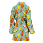 Watercolor Pineapple Pattern Print Women's Bathrobe