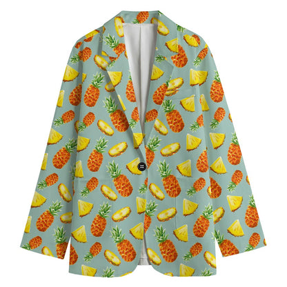 Watercolor Pineapple Pattern Print Women's Blazer