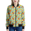 Watercolor Pineapple Pattern Print Women's Bomber Jacket