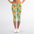 Watercolor Pineapple Pattern Print Women's Capri Leggings