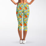 Watercolor Pineapple Pattern Print Women's Capri Leggings