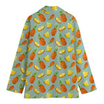 Watercolor Pineapple Pattern Print Women's Cotton Blazer