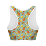 Watercolor Pineapple Pattern Print Women's Sports Bra