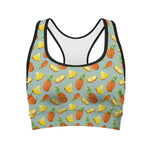 Watercolor Pineapple Pattern Print Women's Sports Bra