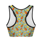 Watercolor Pineapple Pattern Print Women's Sports Bra