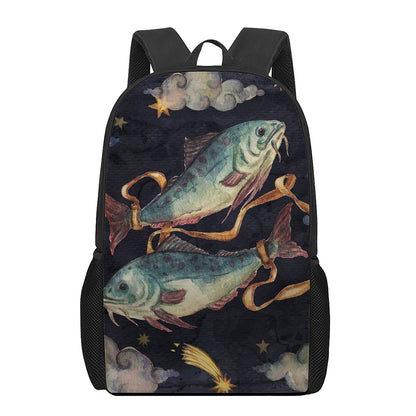 Watercolor Pisces Zodiac Sign Print 17 Inch Backpack