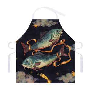 Watercolor Pisces Zodiac Sign Print Adjustable Apron