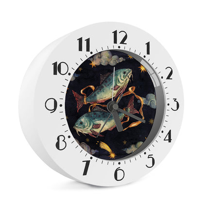 Watercolor Pisces Zodiac Sign Print Alarm Clock
