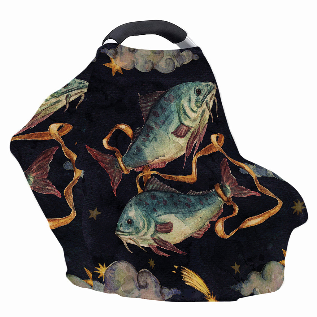 Watercolor Pisces Zodiac Sign Print Baby Seat Cover