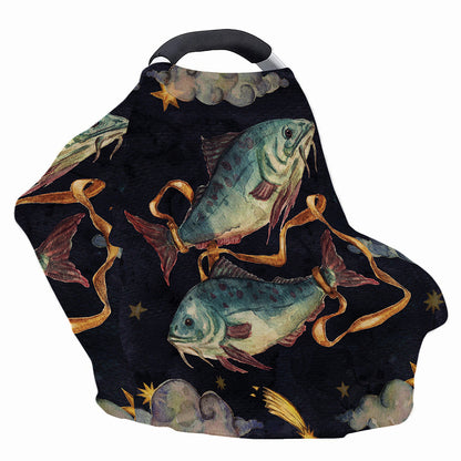 Watercolor Pisces Zodiac Sign Print Baby Seat Cover