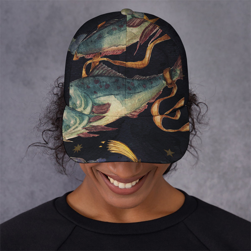 Watercolor Pisces Zodiac Sign Print Baseball Cap