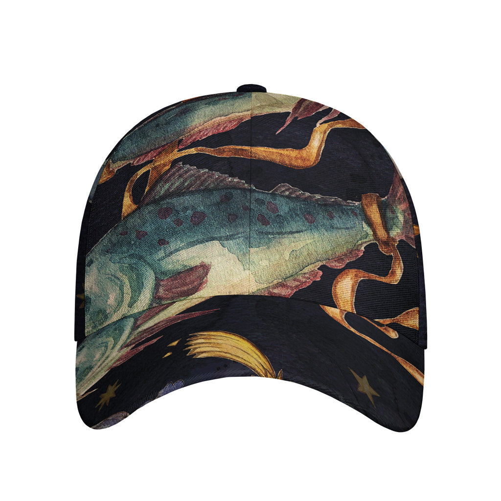 Watercolor Pisces Zodiac Sign Print Baseball Cap