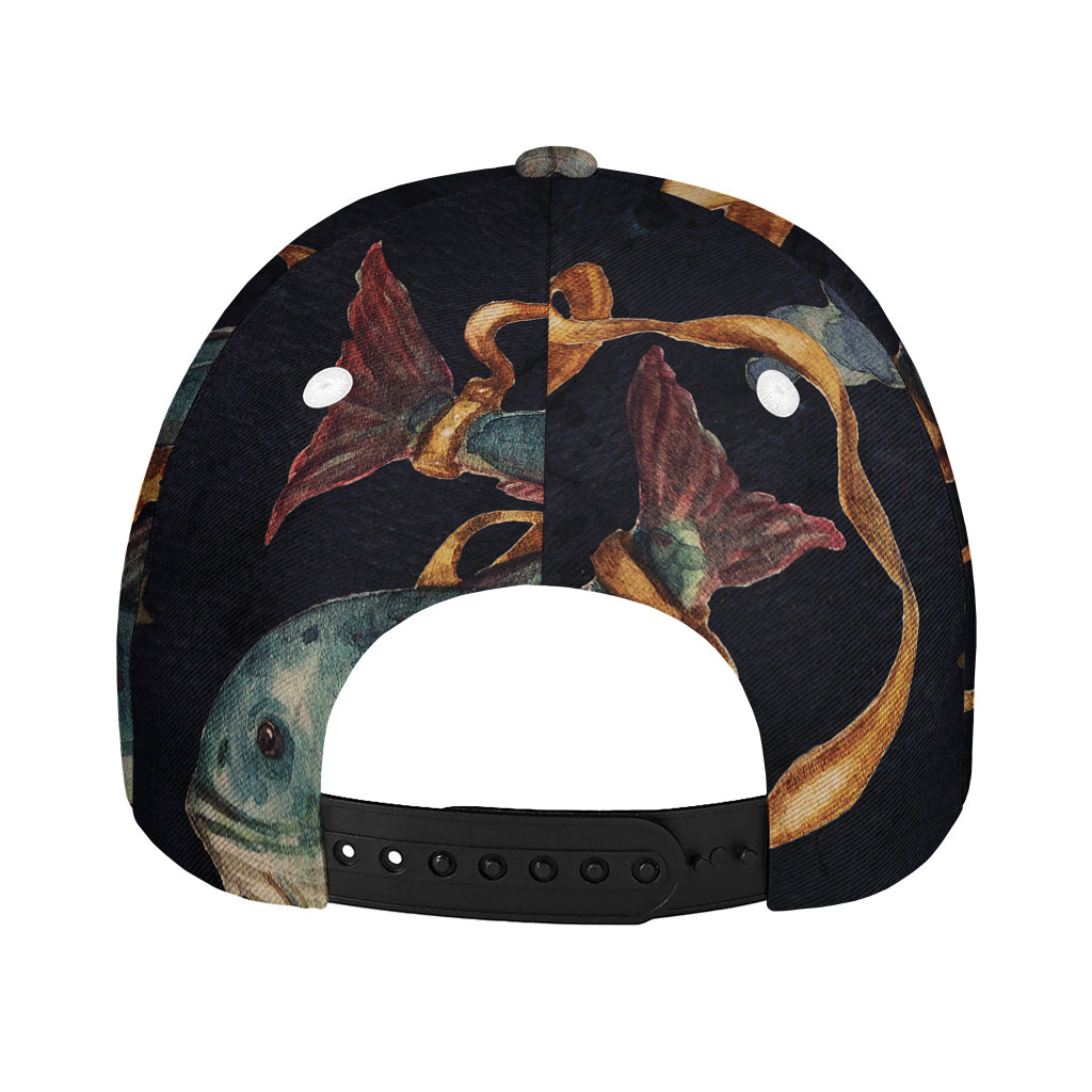 Watercolor Pisces Zodiac Sign Print Baseball Cap