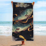 Watercolor Pisces Zodiac Sign Print Beach Towel