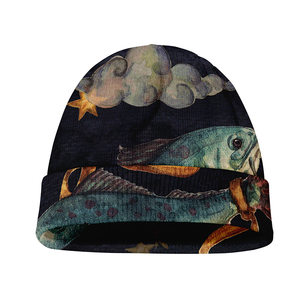 Watercolor Pisces Zodiac Sign Print Beanie