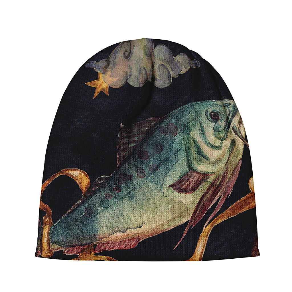 Watercolor Pisces Zodiac Sign Print Beanie