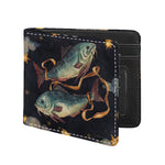 Watercolor Pisces Zodiac Sign Print Bifold Wallet