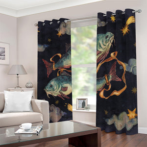 Watercolor Pisces Zodiac Sign Print Blackout Grommet Curtains