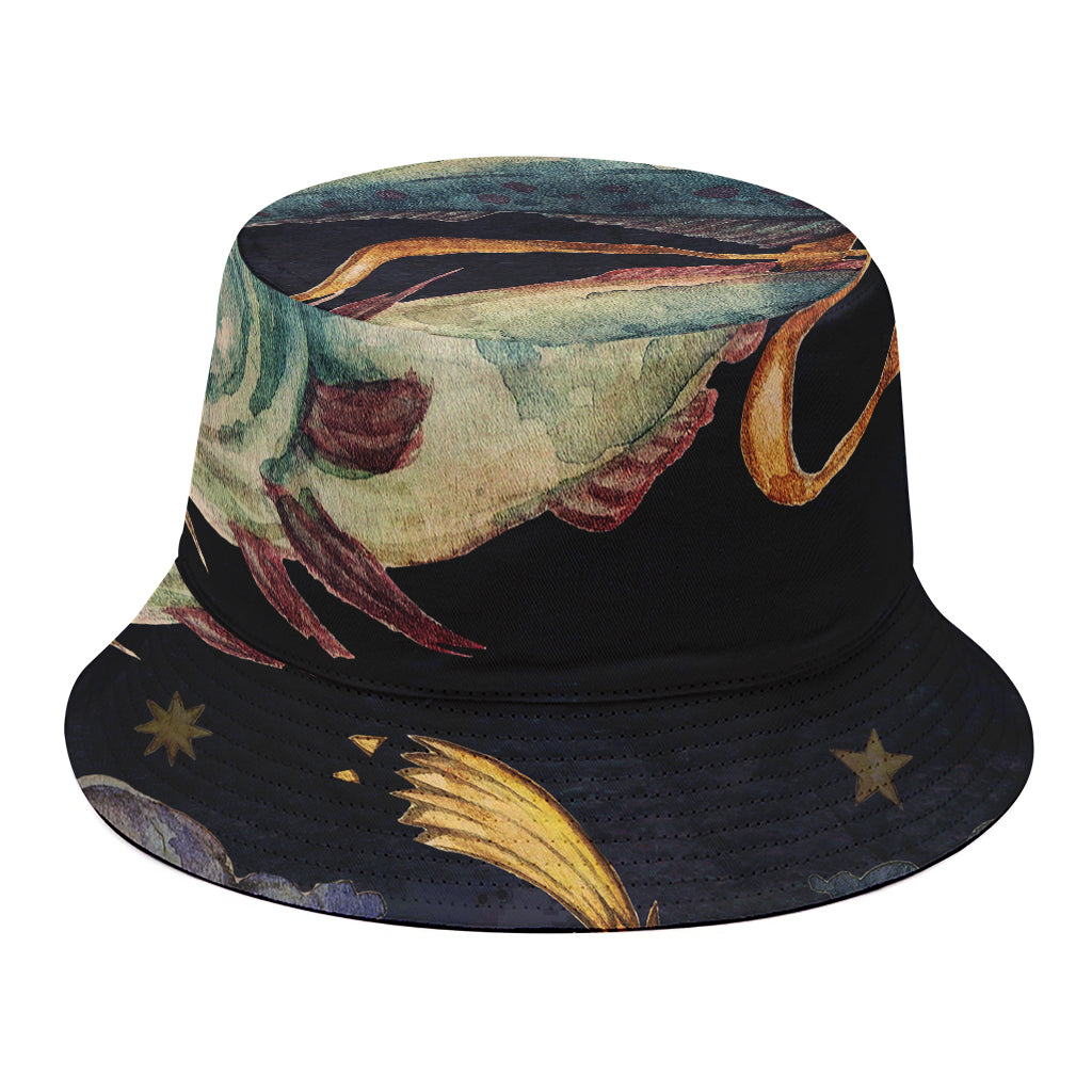 Watercolor Pisces Zodiac Sign Print Bucket Hat