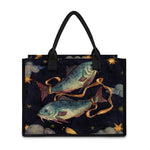 Watercolor Pisces Zodiac Sign Print Canvas Tote Bag
