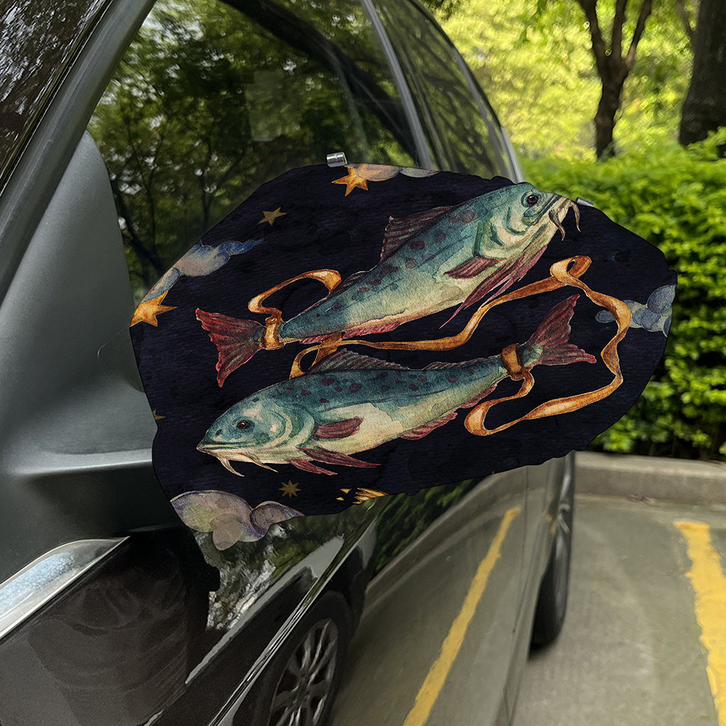 Watercolor Pisces Zodiac Sign Print Car Side Mirror Covers