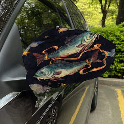 Watercolor Pisces Zodiac Sign Print Car Side Mirror Covers
