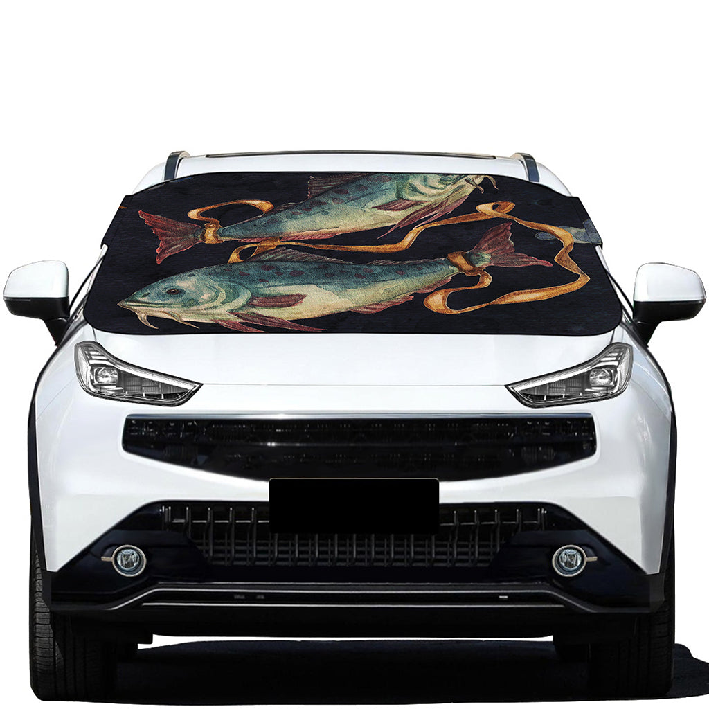 Watercolor Pisces Zodiac Sign Print Car Windshield Snow Cover