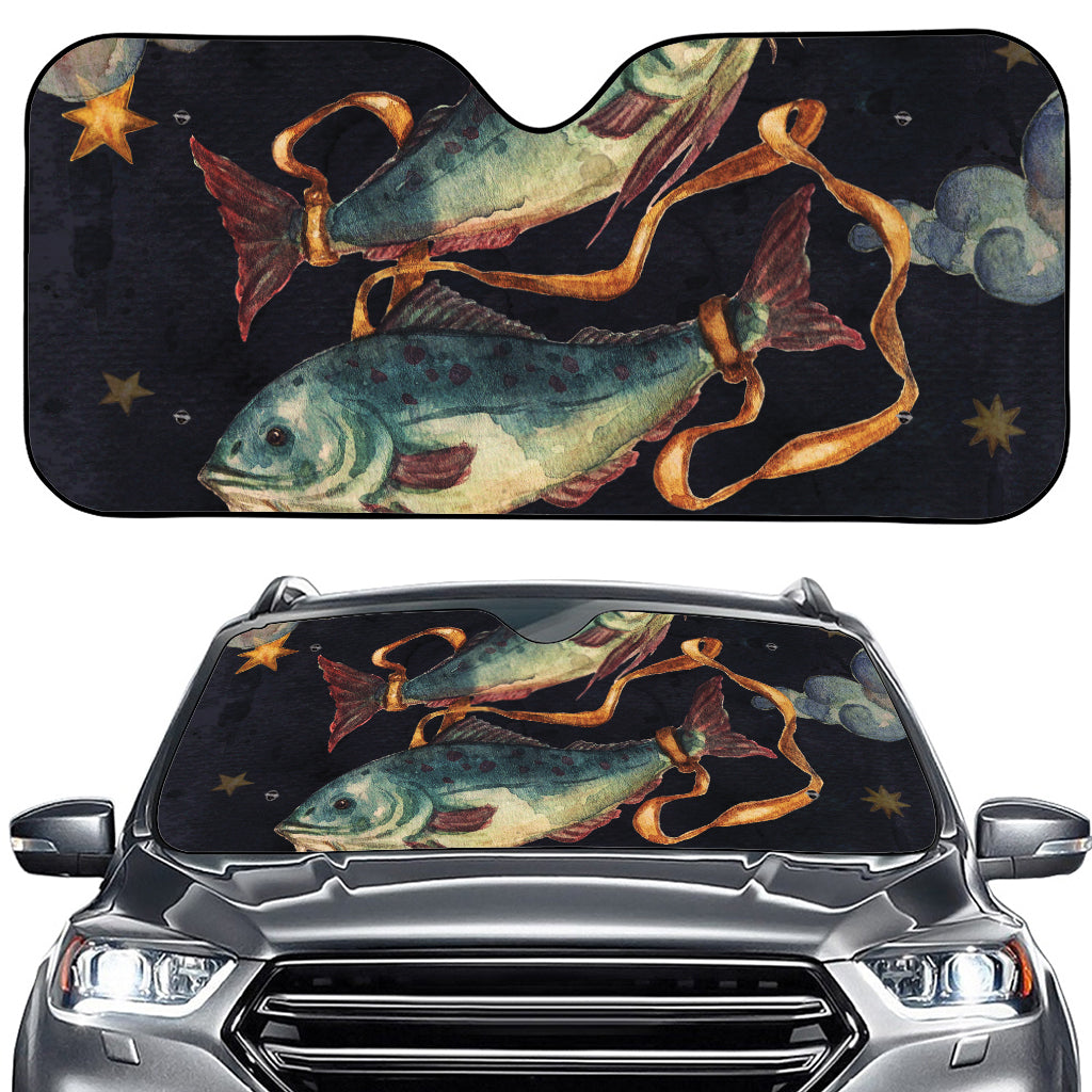 Watercolor Pisces Zodiac Sign Print Car Windshield Sun Shade