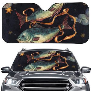 Watercolor Pisces Zodiac Sign Print Car Windshield Sun Shade