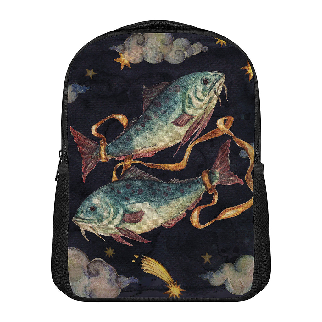 Watercolor Pisces Zodiac Sign Print Casual Backpack
