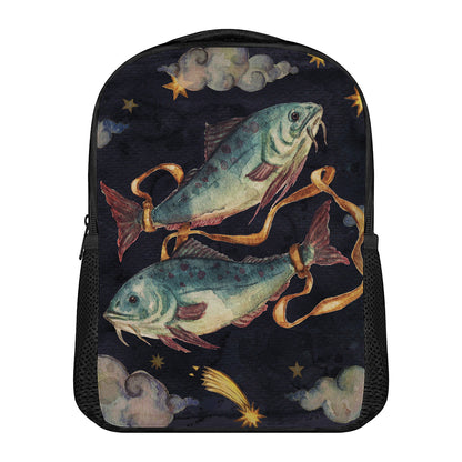 Watercolor Pisces Zodiac Sign Print Casual Backpack