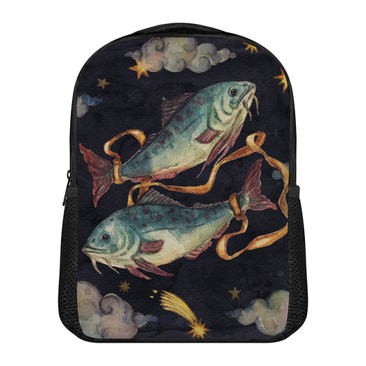 Watercolor Pisces Zodiac Sign Print Casual Backpack