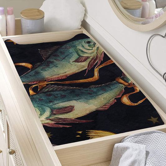 Watercolor Pisces Zodiac Sign Print Changing Pad Cover