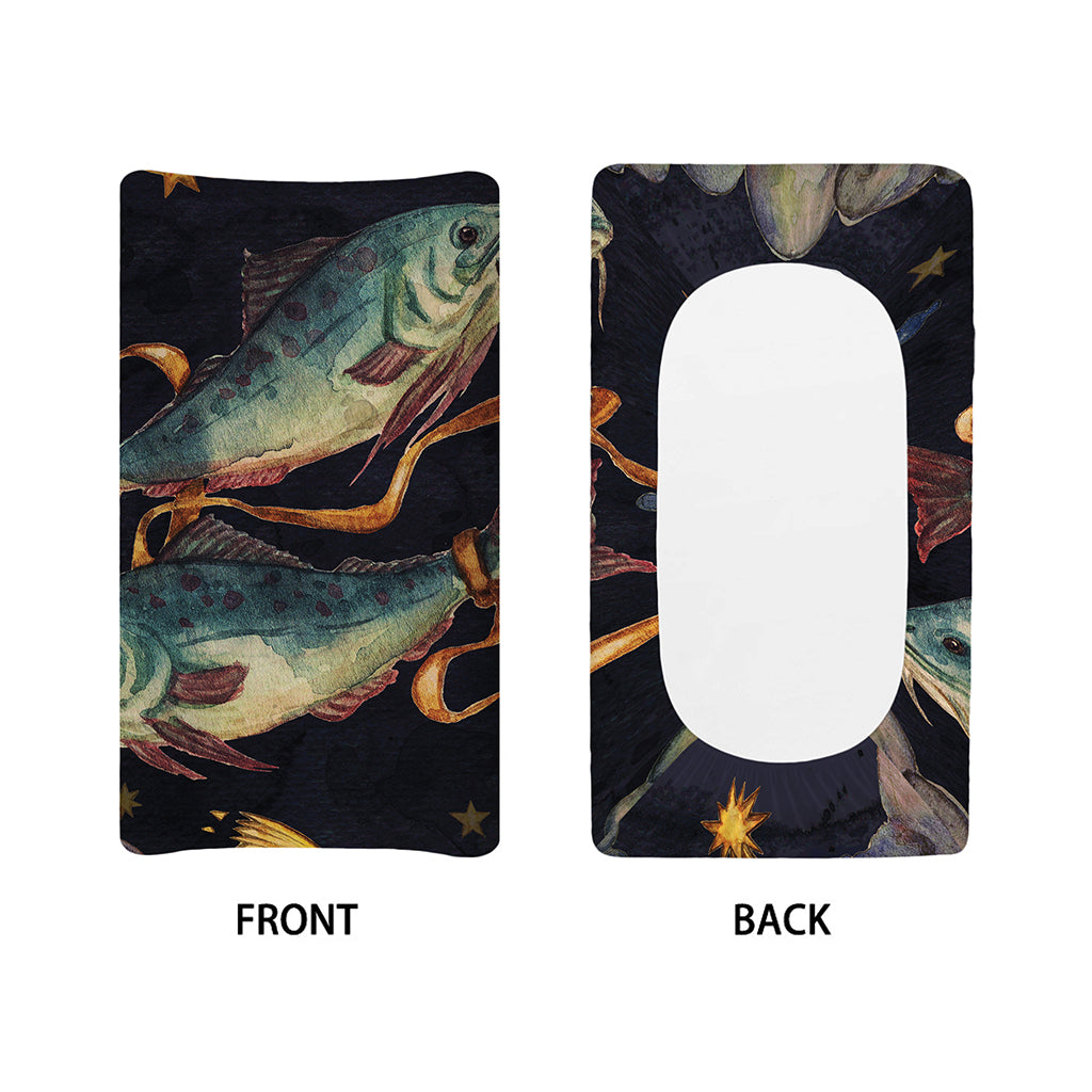 Watercolor Pisces Zodiac Sign Print Changing Pad Cover