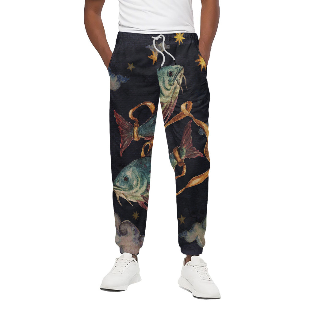 Watercolor Pisces Zodiac Sign Print Cotton Pants