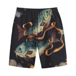 Watercolor Pisces Zodiac Sign Print Cotton Shorts
