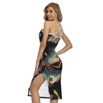 Watercolor Pisces Zodiac Sign Print Cross Back Cami Dress