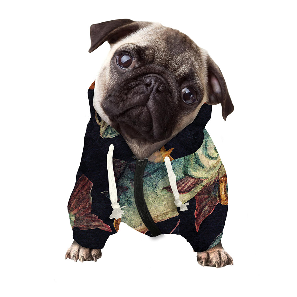 Watercolor Pisces Zodiac Sign Print Dog Zip Up Hoodie