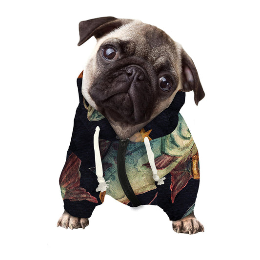 Watercolor Pisces Zodiac Sign Print Dog Zip Up Hoodie