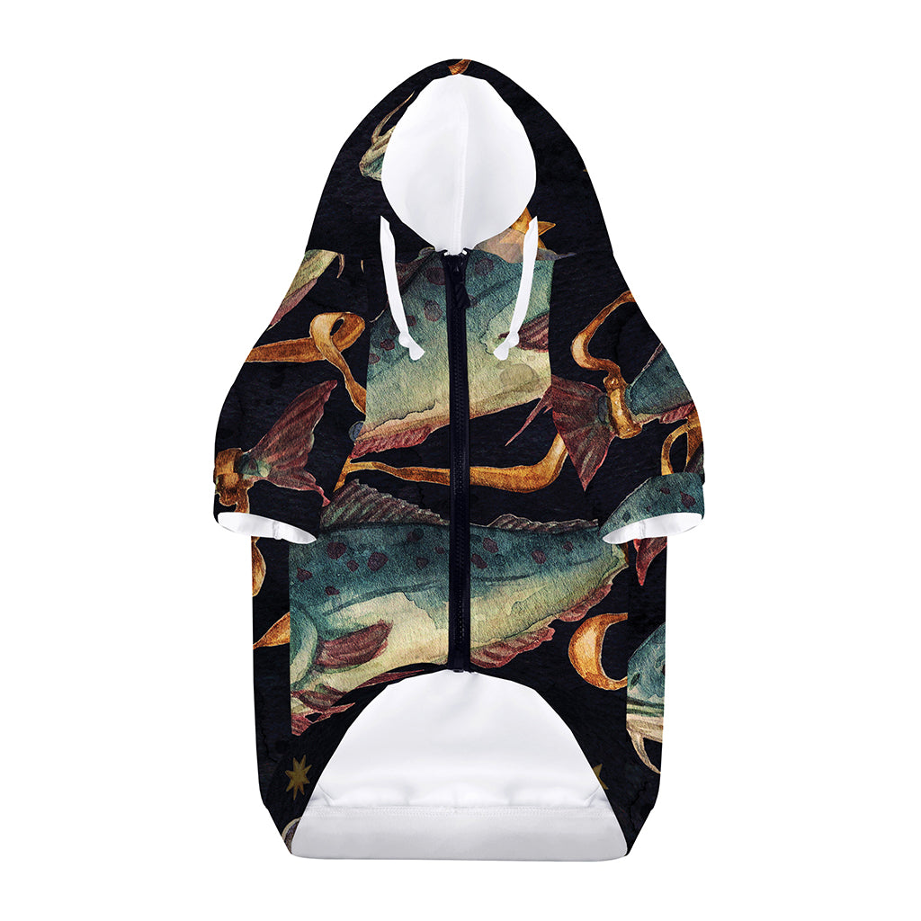 Watercolor Pisces Zodiac Sign Print Dog Zip Up Hoodie