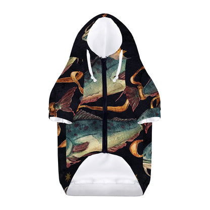 Watercolor Pisces Zodiac Sign Print Dog Zip Up Hoodie