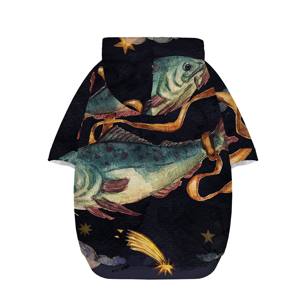 Watercolor Pisces Zodiac Sign Print Dog Zip Up Hoodie