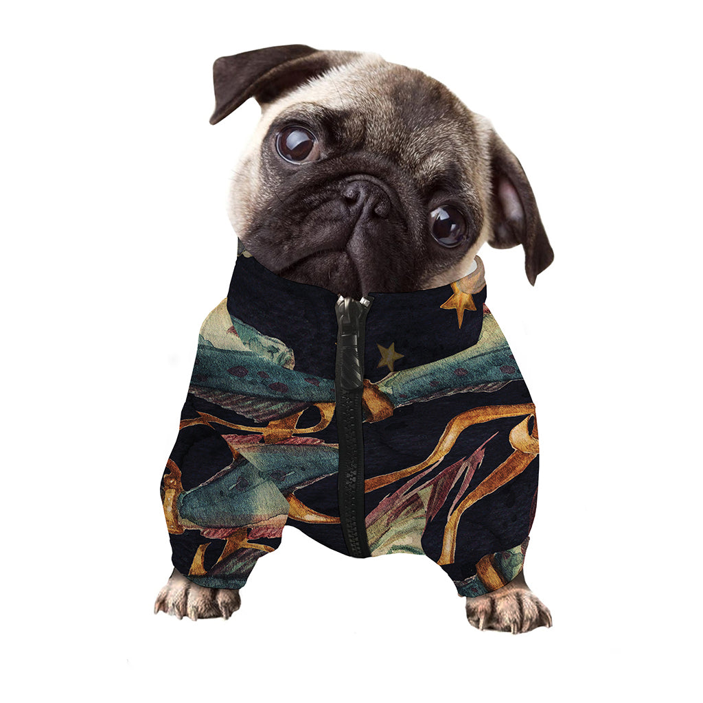 Watercolor Pisces Zodiac Sign Print Dog Zip Up Jacket