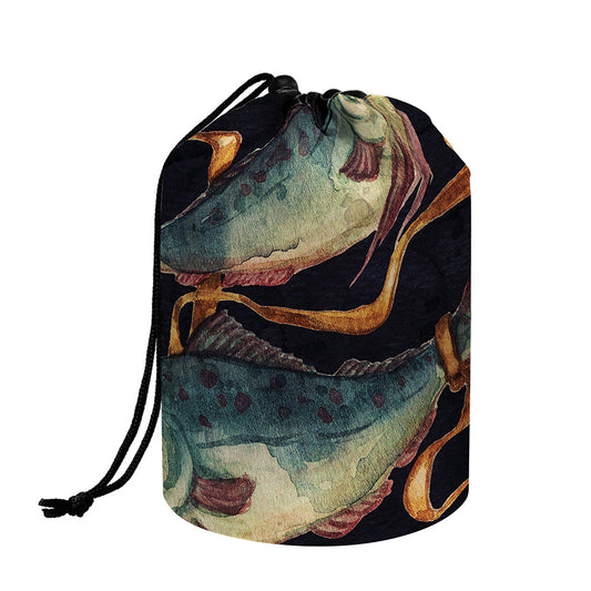 Watercolor Pisces Zodiac Sign Print Drawstring Makeup Bag