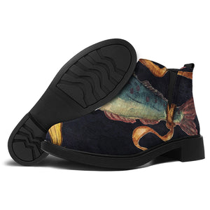 Watercolor Pisces Zodiac Sign Print Flat Ankle Boots