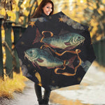 Watercolor Pisces Zodiac Sign Print Foldable Umbrella