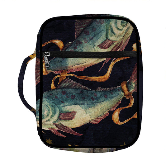 Watercolor Pisces Zodiac Sign Print Front Pocket Bible Bag